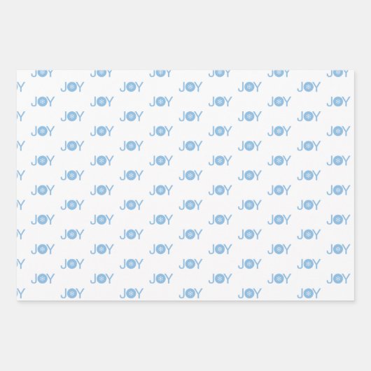 Blaue Schneeflocken und fröhliches Weihnachtsmuste Geschenkpapier Set (Vorderseite 3)