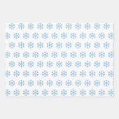Blaue Schneeflocken und fröhliches Weihnachtsmuste Geschenkpapier Set (Vorderseite)