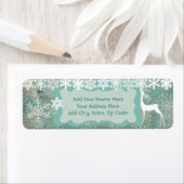 Blaue Schneeflocken und Hirsche Rücksendeadressen- (Insitu)