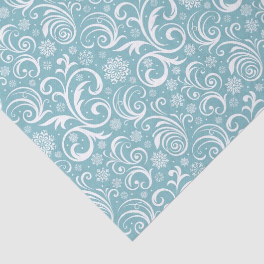 Blaue Schneeflocken und Wirbel Weihnachten Seidenpapier (Ausschnitt)