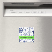 Blaue Schneeflocken Warm Winter Grüße Magnet (In Situ (Geschirrspüler))