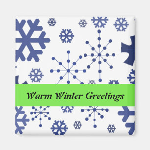 Blaue Schneeflocken Warme Wintergrüße Magnet