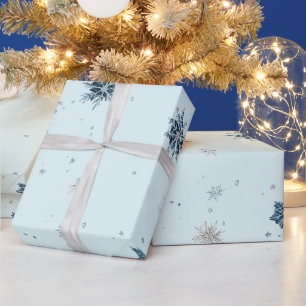 Blaue Schneeflocken Weihnachten Geschenkpapier