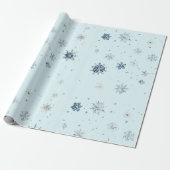 Blaue Schneeflocken Weihnachten Geschenkpapier (Ungerollt)