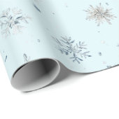 Blaue Schneeflocken Weihnachten Geschenkpapier (Rolleneckpunkt)