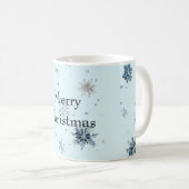 Blaue Schneeflocken Weihnachten Kaffeetasse (VorderseiteRechts)