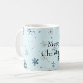 Blaue Schneeflocken Weihnachten Kaffeetasse (Vorderseite Links)