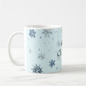 Blaue Schneeflocken Weihnachten Kaffeetasse (Links)