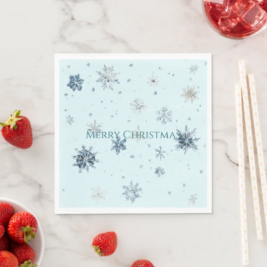 Blaue Schneeflocken Weihnachten Serviette (Beispiel)