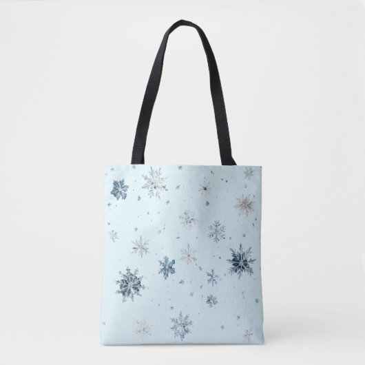 Blaue Schneeflocken Weihnachten Tasche (Vorderseite)