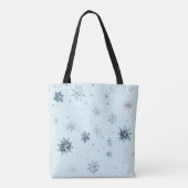 Blaue Schneeflocken Weihnachten Tasche (Rückseite)