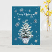 Blaue Schneeflocken-Weihnachtsbaum Karte (Gelbe Blume)