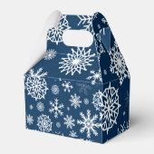 Blaue Schneeflocken Weihnachtsfeiertage Geschenkschachtel (Rückseite)