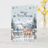 Blaue Schneeflocken Weihnachtshirsche Karte (Gelbe Blume)