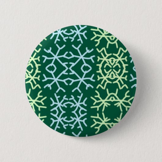 Blaue Schneeflocken Weihnachtsmuster Schneemuster Button (Vorderseite)