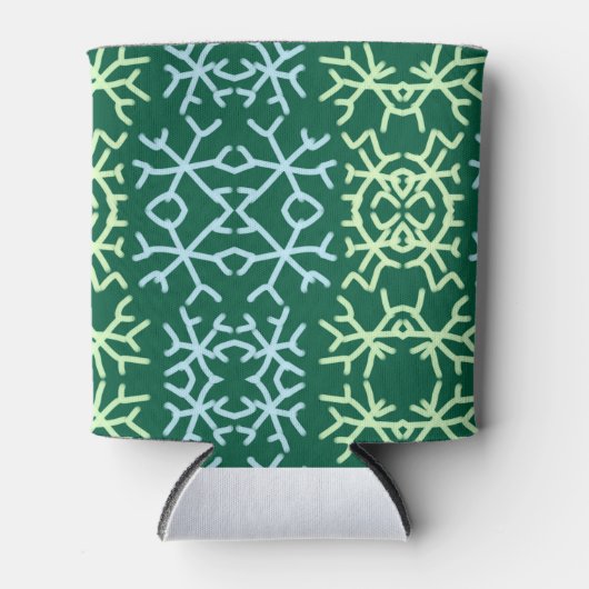 Blaue Schneeflocken Weihnachtsmuster Schneemuster Dosenkühler (Vorderseite)