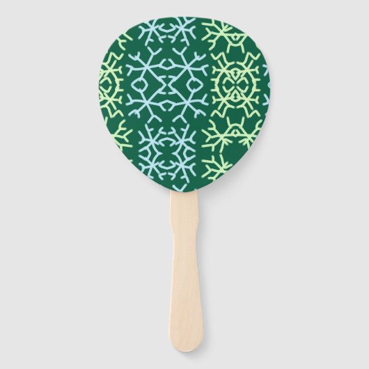 Blaue Schneeflocken Weihnachtsmuster Schneemuster Fächer (Rückseite)