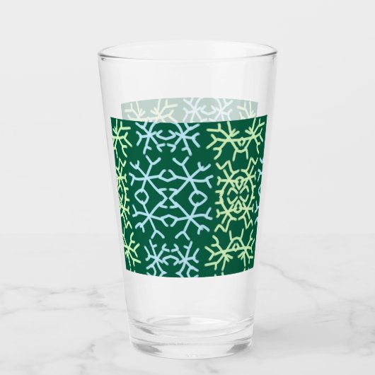 Blaue Schneeflocken Weihnachtsmuster Schneemuster Glas (Vorderseite)