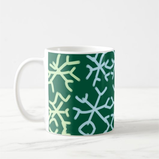 Blaue Schneeflocken Weihnachtsmuster Schneemuster Kaffeetasse (Links)