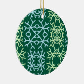 Blaue Schneeflocken Weihnachtsmuster Schneemuster Keramik Ornament (Rechts)