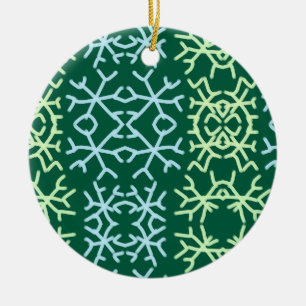 Blaue Schneeflocken Weihnachtsmuster Schneemuster Keramik Ornament