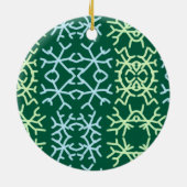 Blaue Schneeflocken Weihnachtsmuster Schneemuster Keramik Ornament (Hinten)