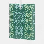 Blaue Schneeflocken Weihnachtsmuster Schneemuster Ornament Aus Glas (Vorderseite links)