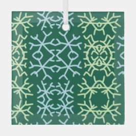 Blaue Schneeflocken Weihnachtsmuster Schneemuster Ornament Aus Glas