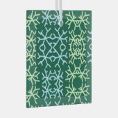 Blaue Schneeflocken Weihnachtsmuster Schneemuster Ornament Aus Glas (Vorderseite Rechts)