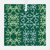 Blaue Schneeflocken Weihnachtsmuster Schneemuster Ornament Aus Glas (Rückseite)