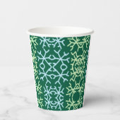 Blaue Schneeflocken Weihnachtsmuster Schneemuster Pappbecher (Rückseite)