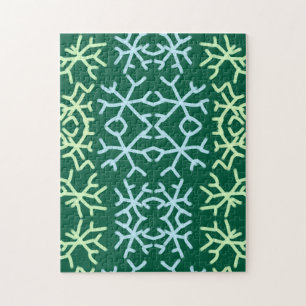 Blaue Schneeflocken Weihnachtsmuster Schneemuster Puzzle