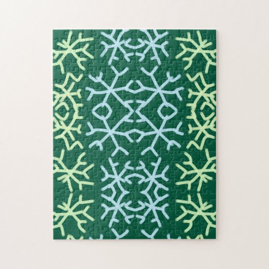 Blaue Schneeflocken Weihnachtsmuster Schneemuster Puzzle (Vertikal)