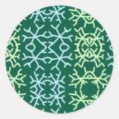 Blaue Schneeflocken Weihnachtsmuster Schneemuster Runder Aufkleber (Vorderseite)