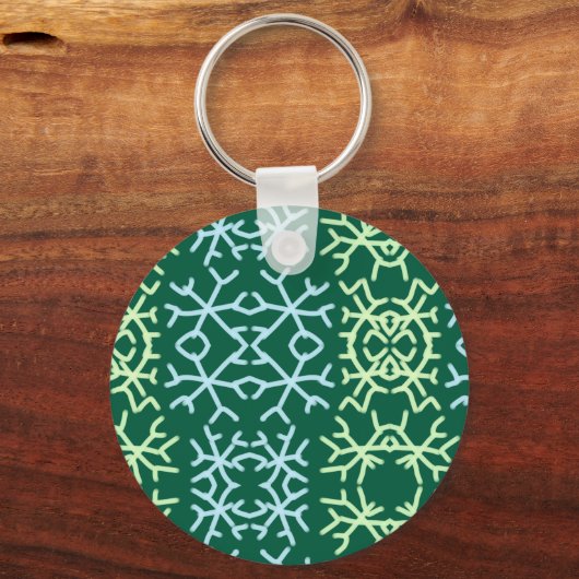 Blaue Schneeflocken Weihnachtsmuster Schneemuster Schlüsselanhänger (Vorderseite)