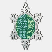 Blaue Schneeflocken Weihnachtsmuster Schneemuster Zinn-Ornament (Rechts)