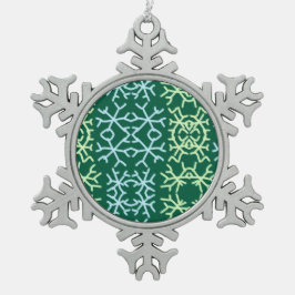 Blaue Schneeflocken Weihnachtsmuster Schneemuster Zinn-Ornament