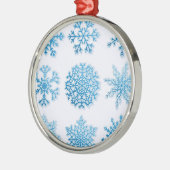 Blaue Schneeflocken Weiße Weihnachten Ornament Aus Metall (Links)