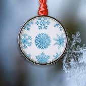 Blaue Schneeflocken Weiße Weihnachten Ornament Aus Metall