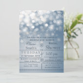 Blaue Schneeflocken Winter Brautparty laden ein Einladung (Stehend Vorderseite)