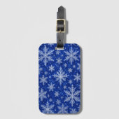 Blaue Schneeflocken-Winter-Gepäckanhänger Gepäckanhänger (Vorderseite Vertikal)
