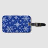 Blaue Schneeflocken-Winter-Gepäckanhänger Gepäckanhänger (Vorderseite (Horizontal))