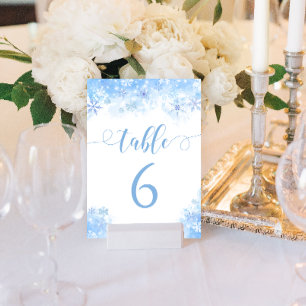 Blaue Schneeflocken Winter-Hochzeitstisch-Nummern Einladung