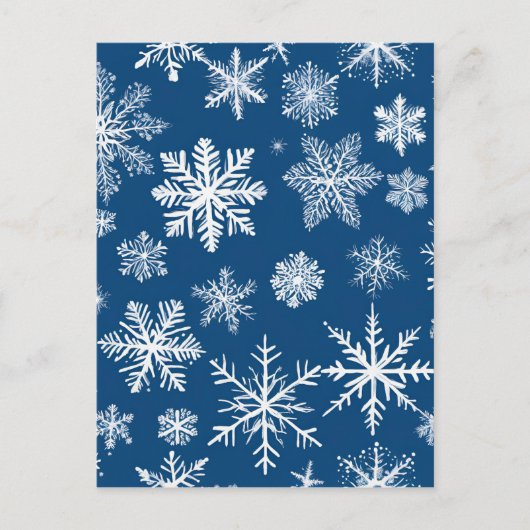 Blaue Schneeflocken Winter Postkarte (Vorderseite)