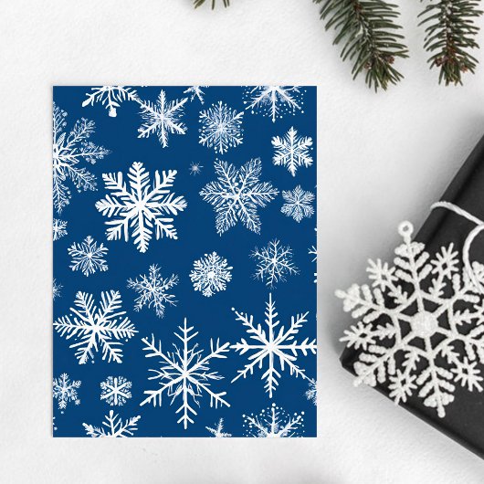 Blaue Schneeflocken Winter Postkarte
