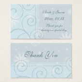 Blaue Schneeflocken Winter Wedding Gefälligkeitsta (Vorne & Hinten)