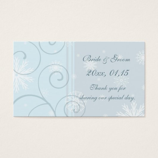 Blaue Schneeflocken Winter Wedding Gefälligkeitsta (Vorderseite)