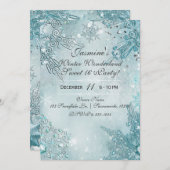 Blaue Schneeflocken Winter Wonderland Feiertag Einladung (Vorne/Hinten)