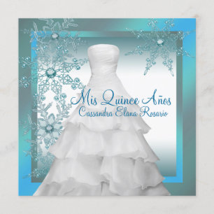 Blaue Schneeflocken Winter Wonderland Quinceanera Einladung