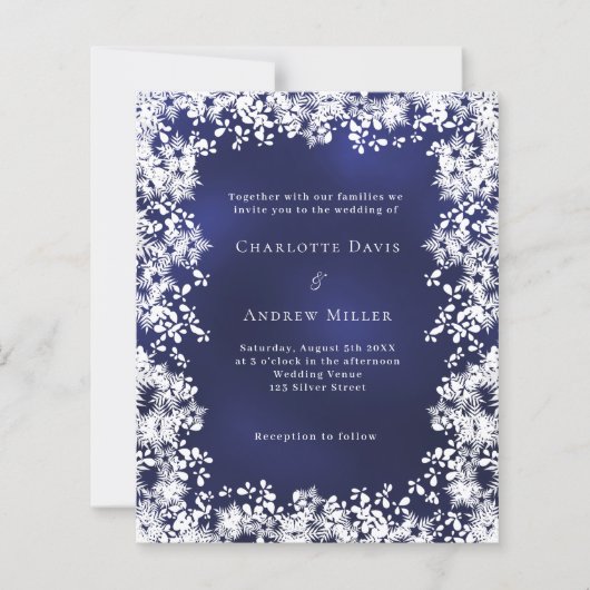 Blaue Schneeflocken Winterhochzeit (Vorderseite)